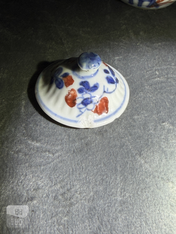 清康熙青花矾红描金花卉纹瓜棱形小壶（包铜口） - 图16